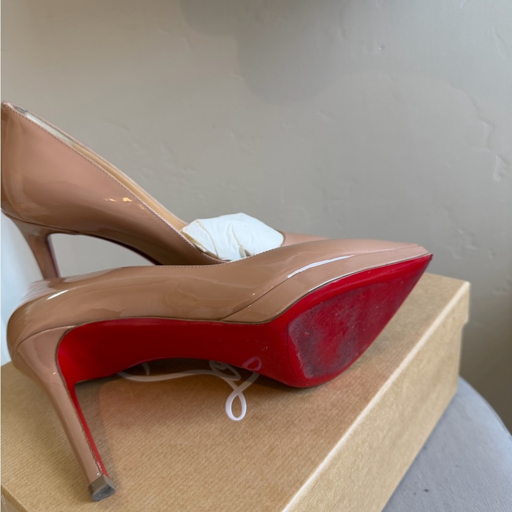 Christian Louboutin Blush Patent Leather Pointed Toe Pumps - Picture 3 of 5